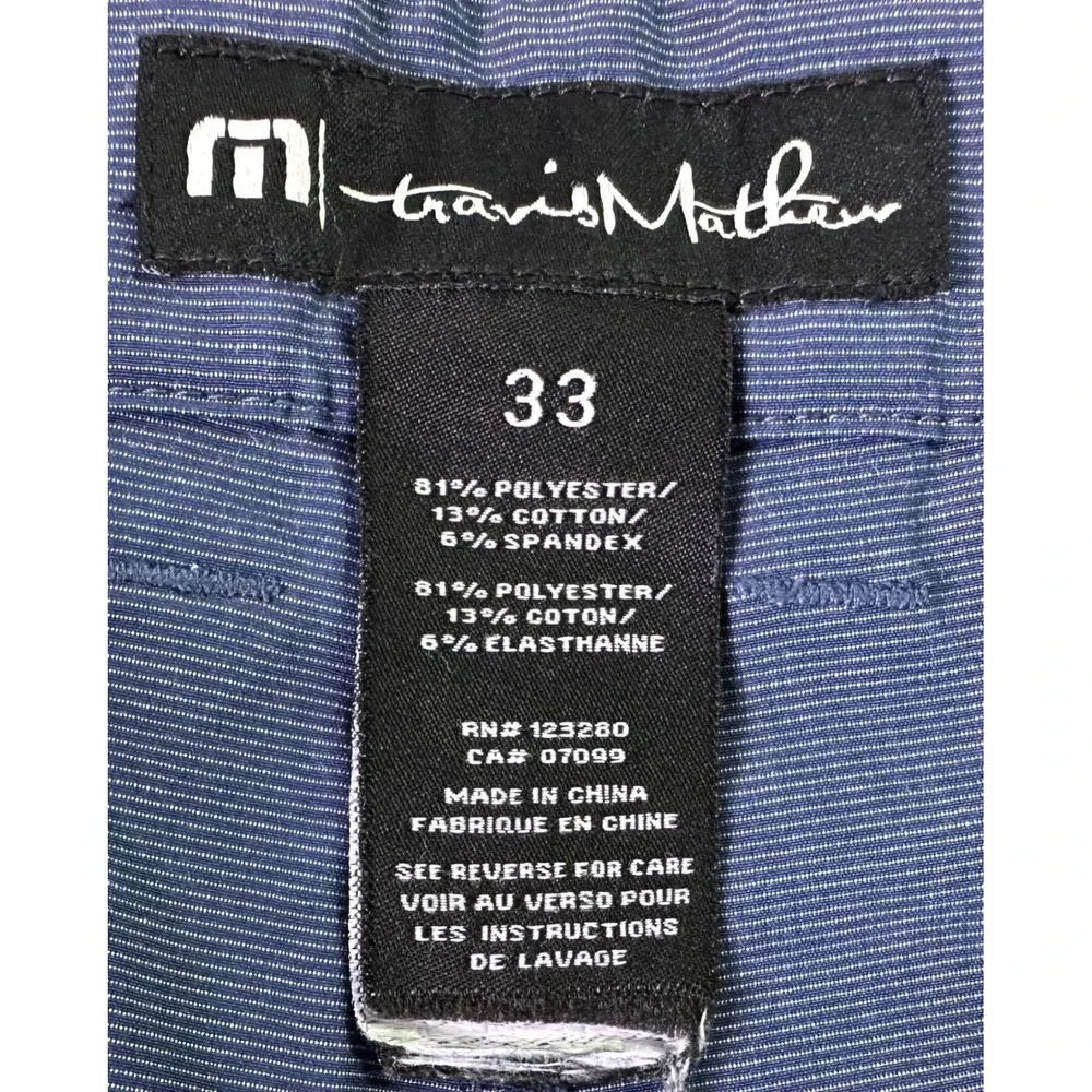 TravisMathew Golf Shorts Blue Heathered Stripe Performance Stretch Hybrid Men 33